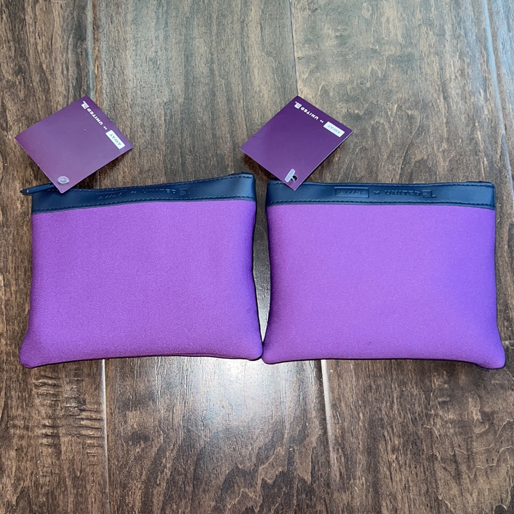 2 United Airline x Away Travel Amenity Kit Bundle Lot Purple Zip Pouch Toiletry